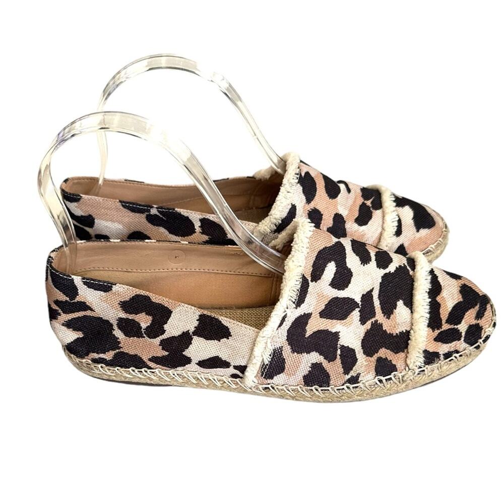 Schutz Womens Espadrille Shoes Flats 7.5 Ohanna Leopard Canvas Slip Ons